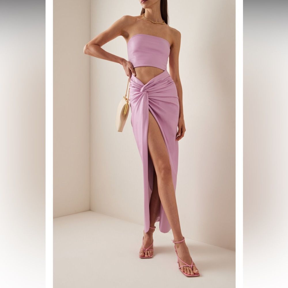 Lapointe Revolve Top Skirt SET Faux Leather Blossom Pink Size 4 - Picture 15 of 15